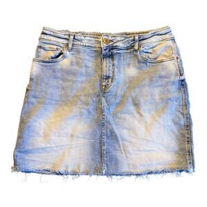 Maurices Denim Mini Skirt Frayed Hem Light Wash Casual Festival Sz 16 Indie